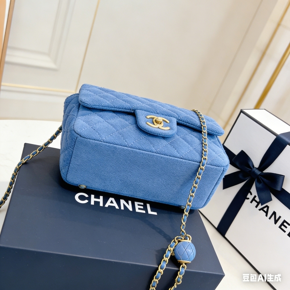 <AUTHENTIC>Chanel Mini Flap Bag in Blue - Picture 3 of 6
